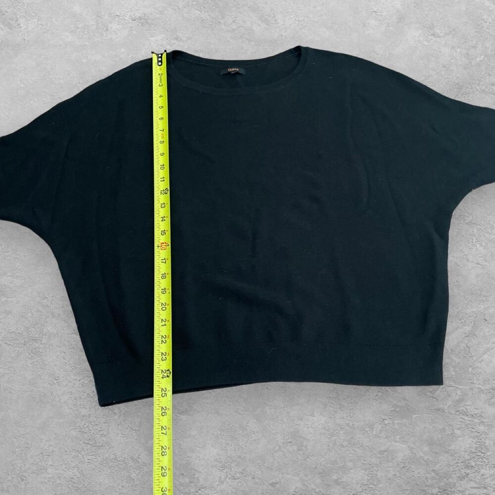 Quince Cotton Cashmere Link Stitch Dolman Sweater Black XL Minimalist - Picture 7 of 8